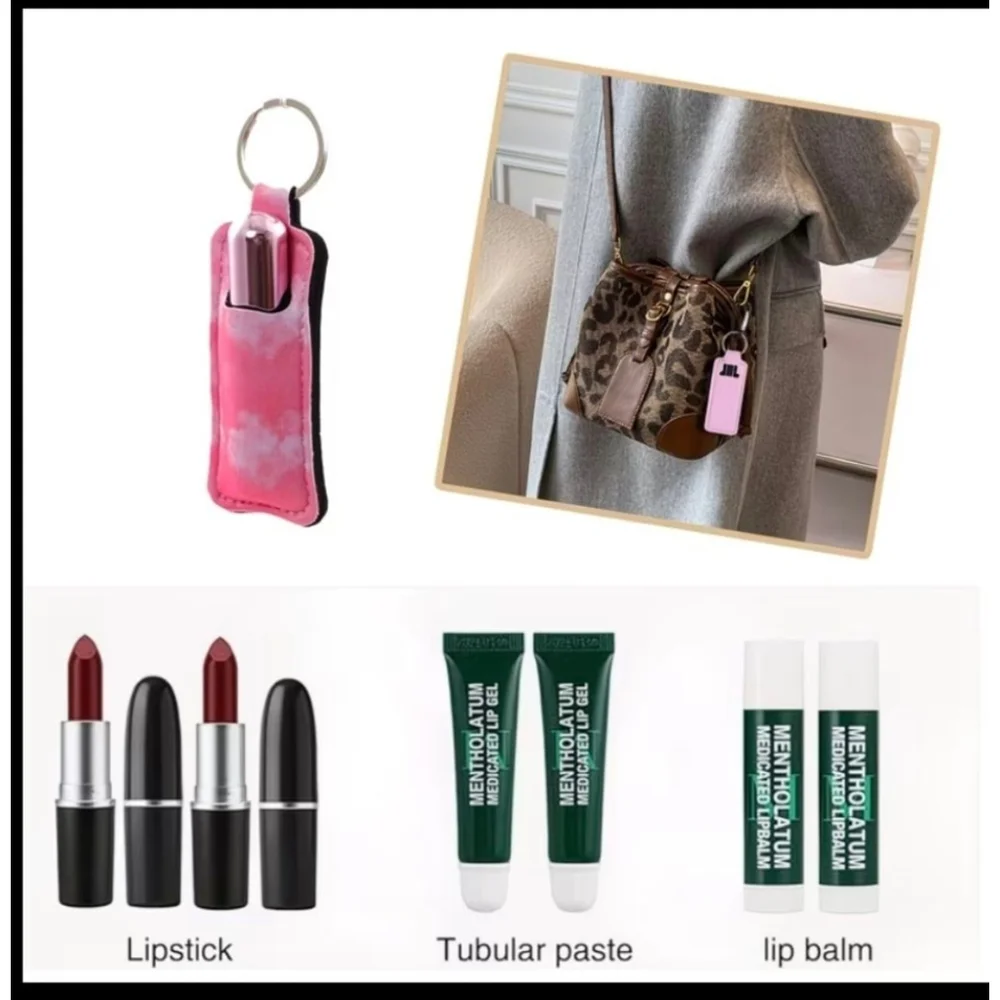 Women's Key & Lip Balm Holder One Size White Multicolor